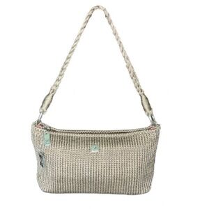 Lina taupe woven small satchel handbag